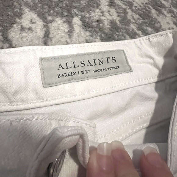 All Saints White Barely Cropped Bootcut Raw Hem Cotten Blend Jeans - Size 27 - Picture 5 of 8